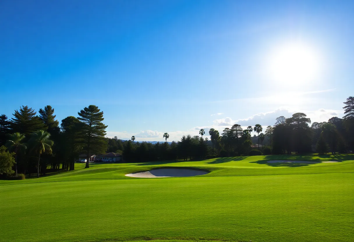 Fall view of Essex County Club with golfers on the course