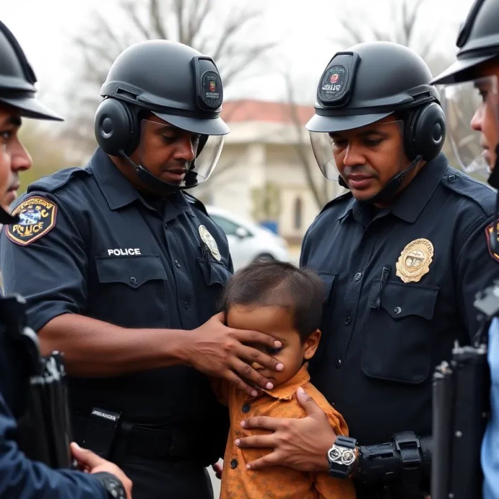 Law enforcement officers collaborating in a child exploitation operation
