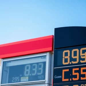 Gas station sign showing $2.92 gas prices in Massachusetts