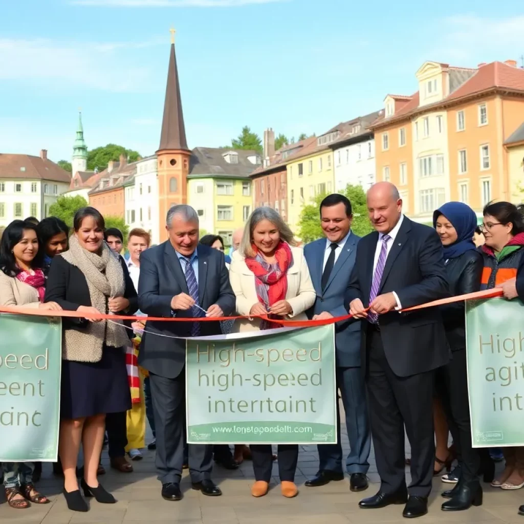Ribbon-cutting ceremony for Gateway Fiber internet launch in Gardner, MA.