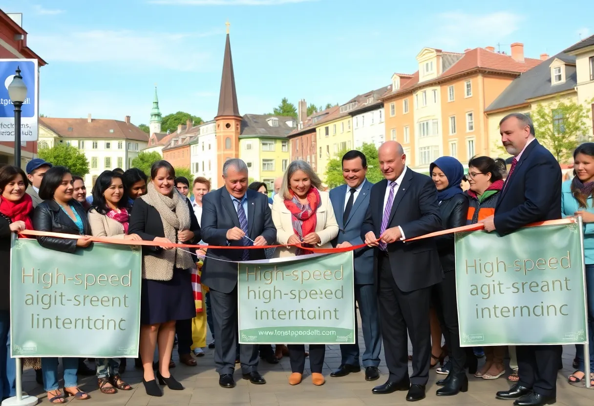 Ribbon-cutting ceremony for Gateway Fiber internet launch in Gardner, MA.