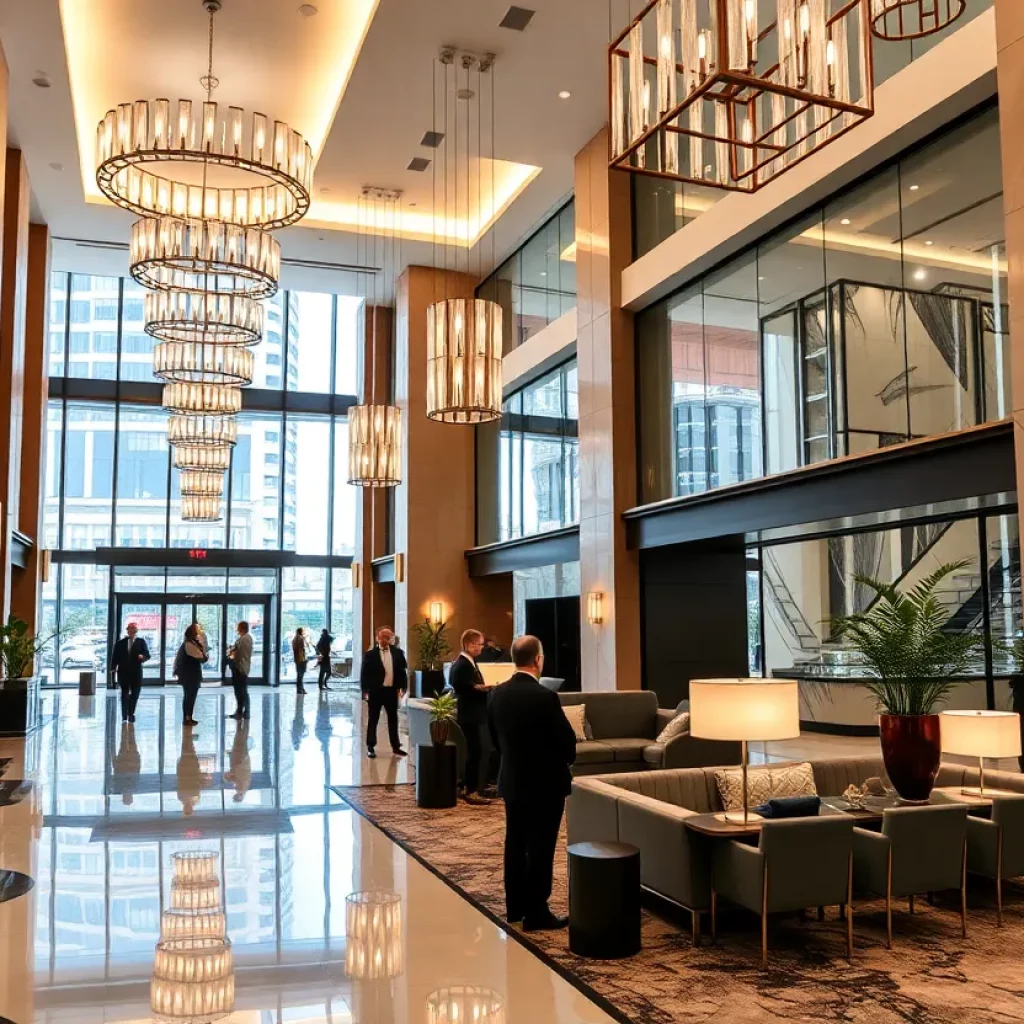 Modern lobby of The Godfrey Hotel Boston with stylish decor