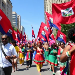 Parade celebrating Haitian Flag Day in Boston