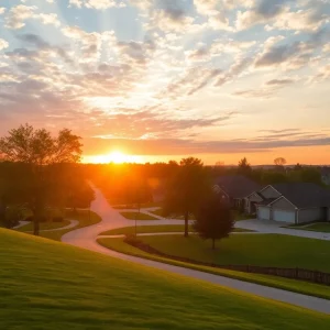 A sunrise over a suburban neighborhood symbolizing hope and change