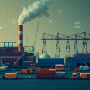 Conceptual image showing effects of tariffs on manufacturing