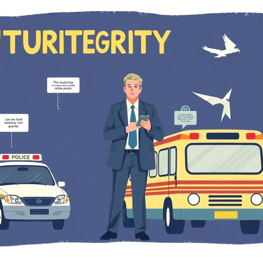 Illustration representing integrity in law enforcement and safe driving practices