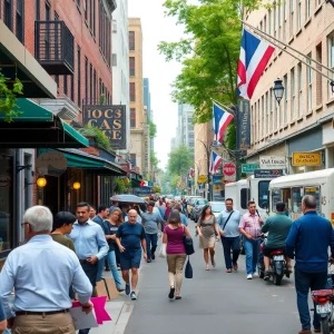 Diverse individuals engaging in economic activities in Massachusetts