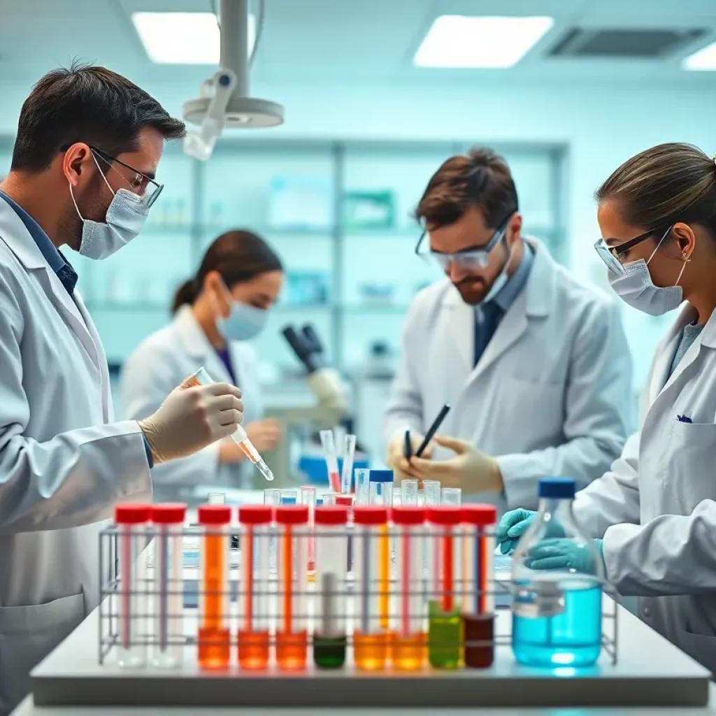 Researchers collaborating in Massachusetts lab