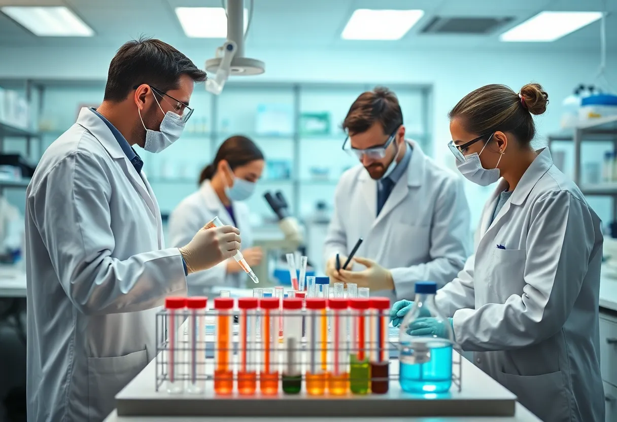 Researchers collaborating in Massachusetts lab