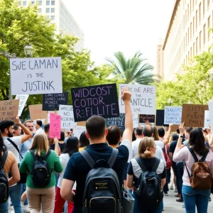 Protesters holding signs at a Memorial Day event in Massachusetts
