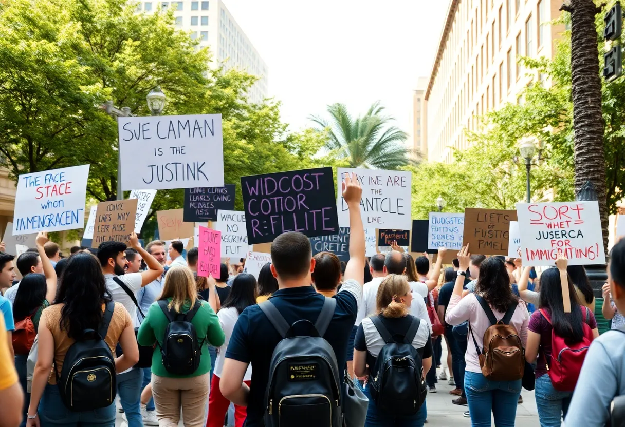 Protesters holding signs at a Memorial Day event in Massachusetts
