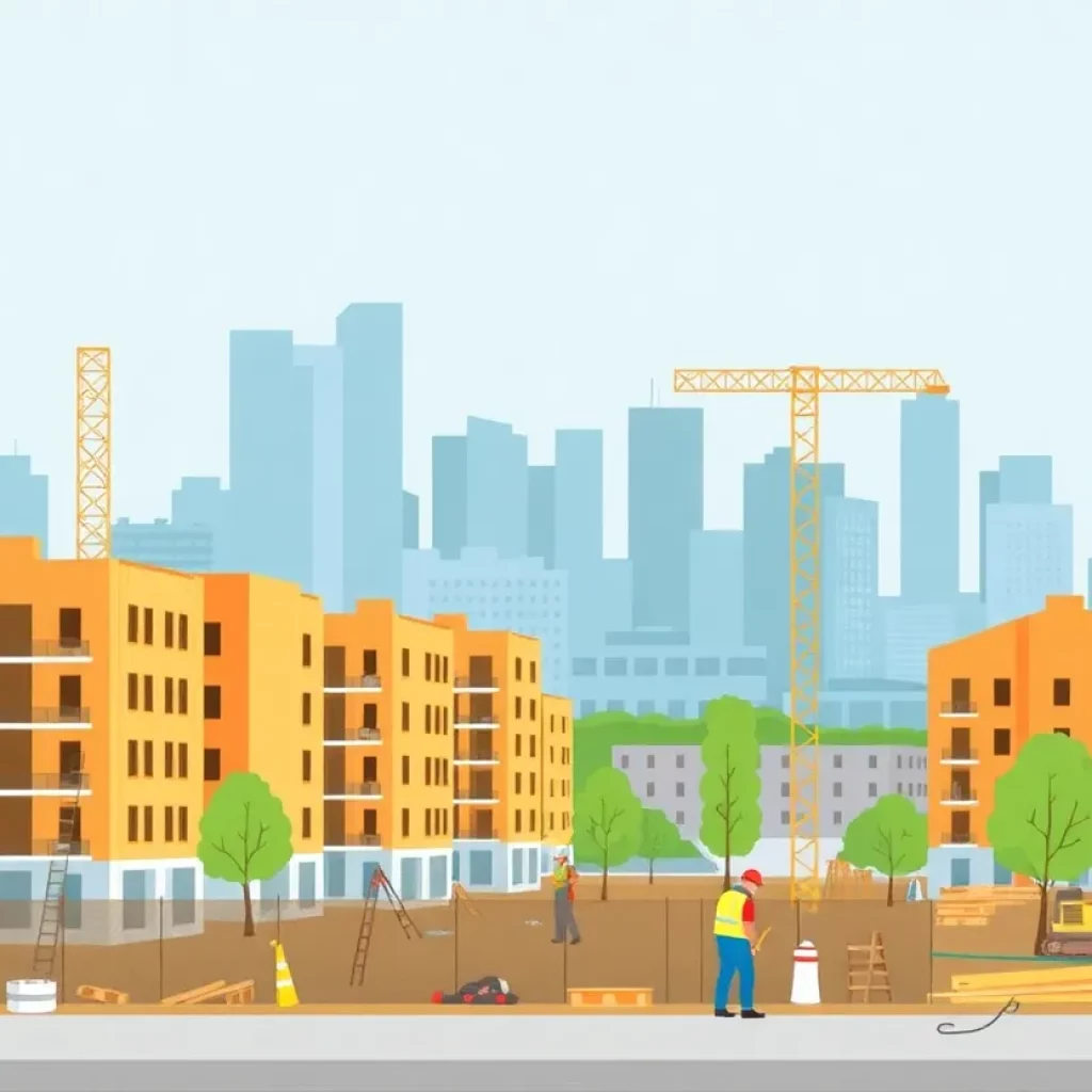Construction site for multifamily housing in Boston