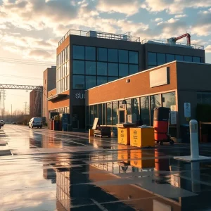 A vibrant business scene representing workers' compensation insurance in Massachusetts.
