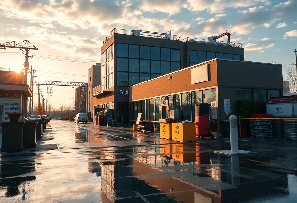 A vibrant business scene representing workers' compensation insurance in Massachusetts.
