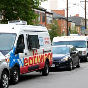 Mobile car washes operating in Boston street