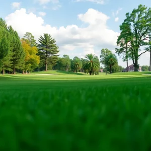 Indoor golf setting featuring diverse players