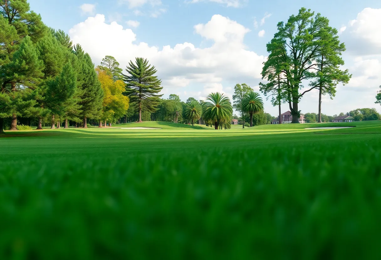 Indoor golf setting featuring diverse players