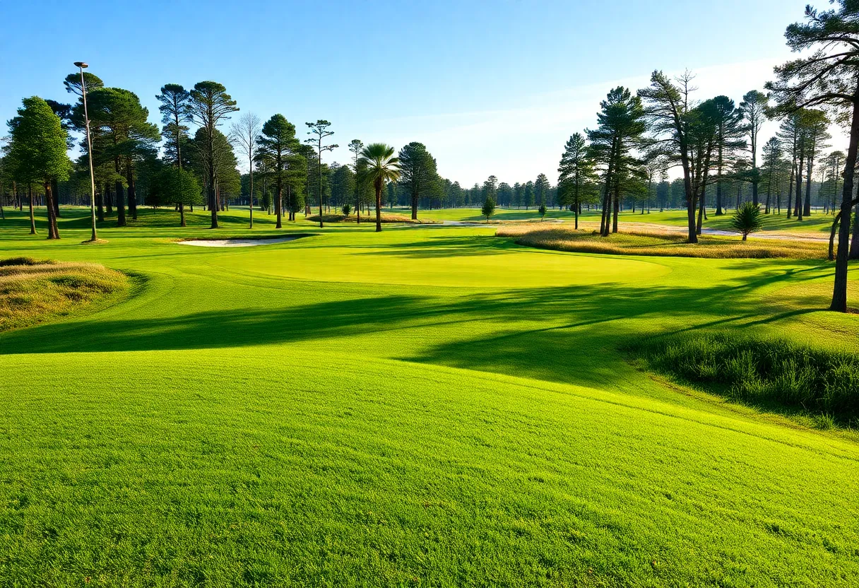 Golfers competing in the NCAA Women's Golf Regionals at Jimmie Austin Golf Club.