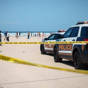 Police investigating a vehicle at Carson Beach.
