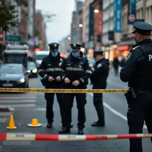 Police officers at a crime scene in Indianapolis