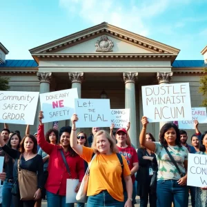 Community members protesting against ICE operations