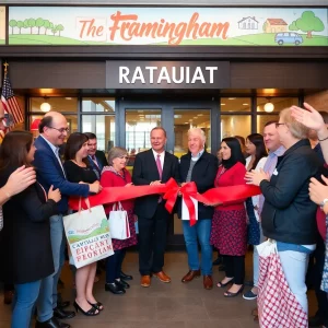 Celebration at Raising Cane's grand opening in Framingham.