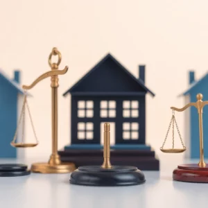 Abstract depiction of rental fraud in a housing market context