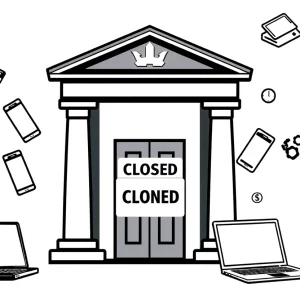 Santander Bank building with a Closed sign