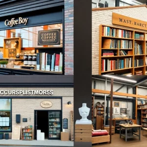 Collage of small businesses in Massachusetts showing signs of financial struggle