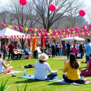 People participating in outdoor spring activities in Boston