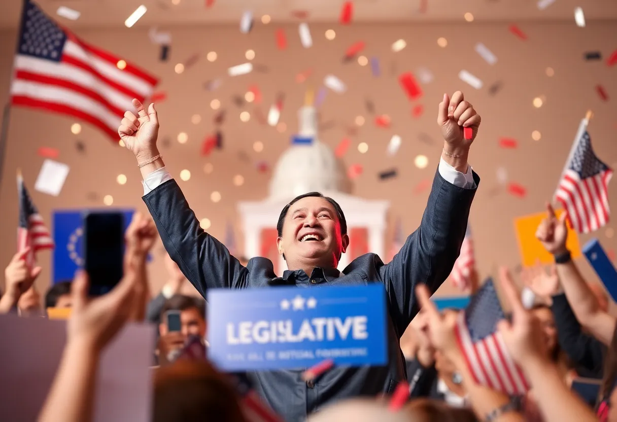 An abstract artwork symbolizing legislative victory and public sentiment.