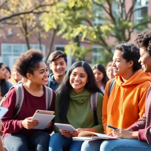 Diverse students participating in mental health activities on campus.