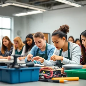 Diverse students participating in vocational education and training.