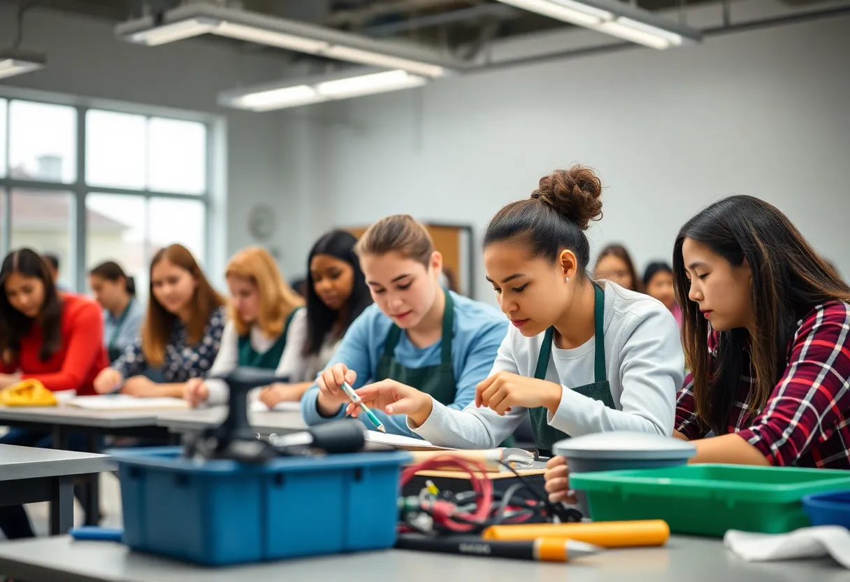 Diverse students participating in vocational education and training.