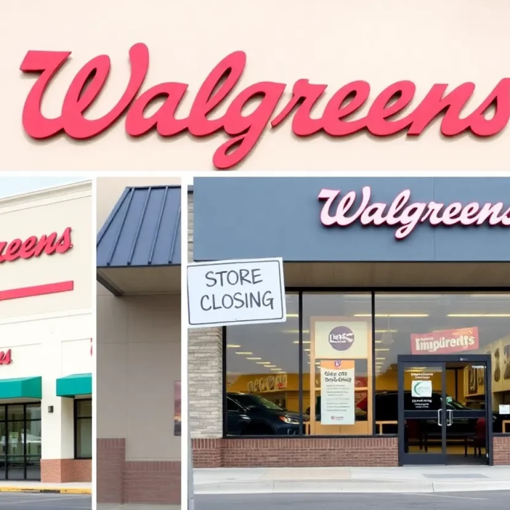 Closed Walgreens storefront with a closing notice.