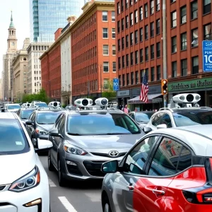 Electric vehicles equipped with sensors mapping the streets of Boston