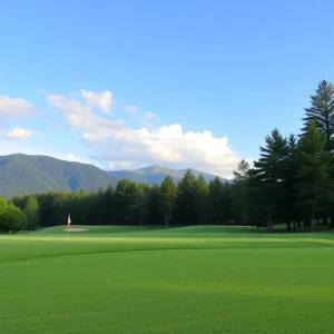 Yale Women's Golf Team practicing on the course