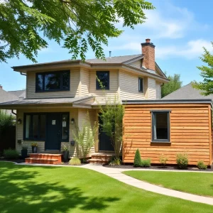 Modern accessory dwelling unit next to a house in Massachusetts