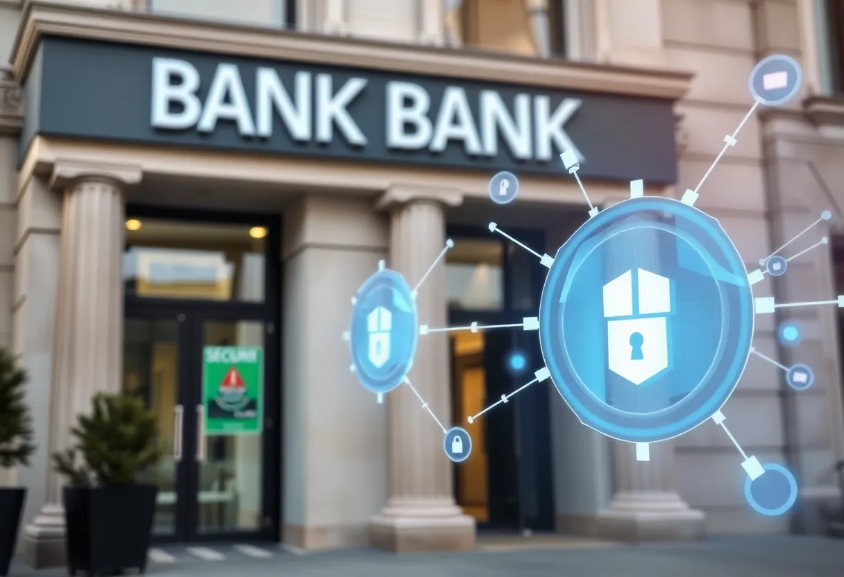 Modern bank with security features