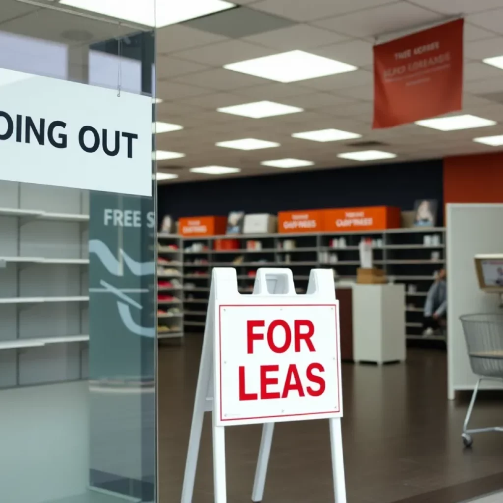 Empty Big Lots store with 'Going Out of Business' sign