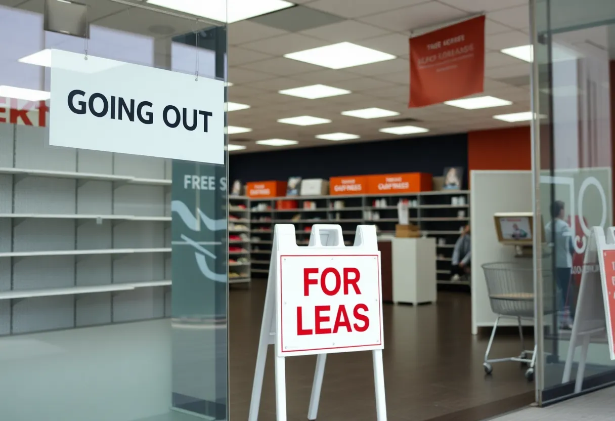 Empty Big Lots store with 'Going Out of Business' sign