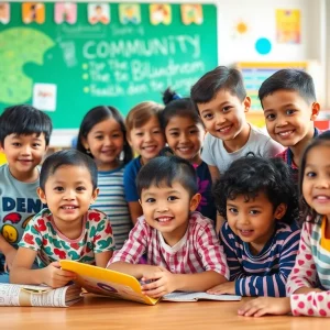 Diverse children engaged in bilingual education