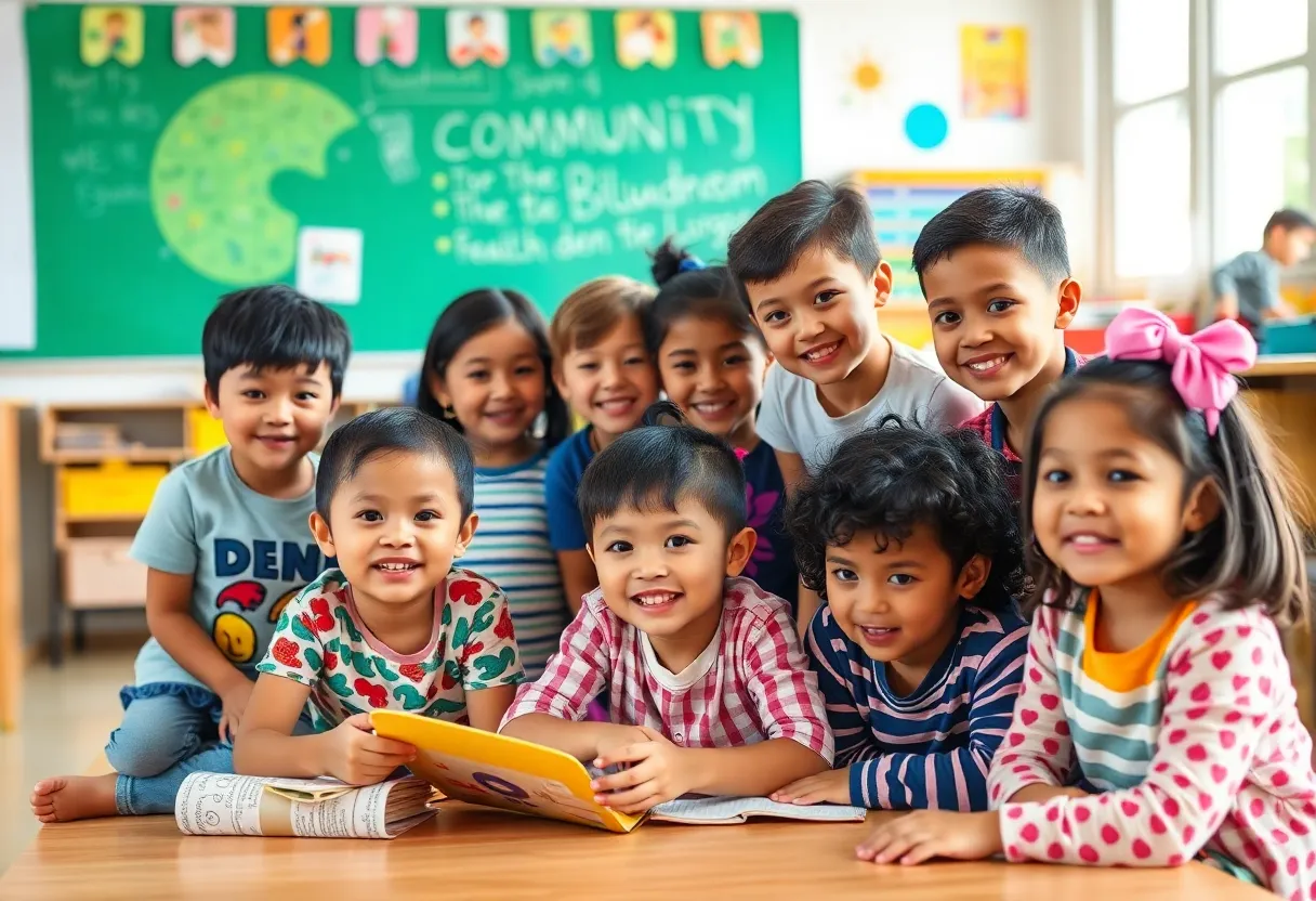 Diverse children engaged in bilingual education