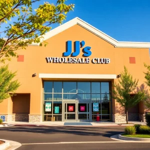 Exterior view of BJ's Wholesale Club in Springfield, Massachusetts