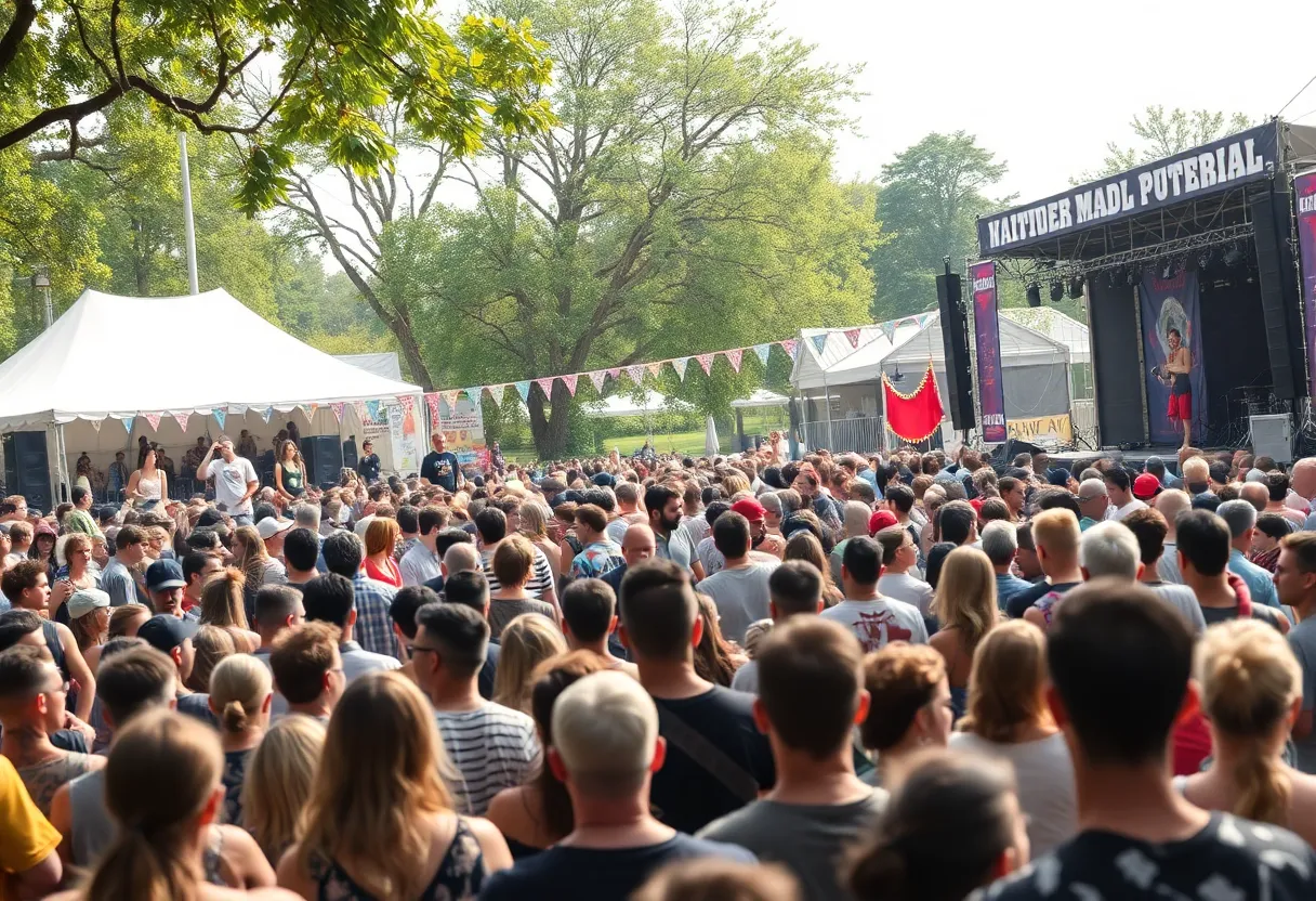Crowd enjoying Boston Calling Music Festival with stages and performers in the background.