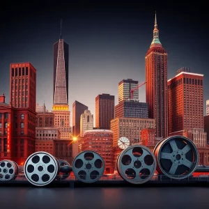 Collage of Boston's iconic landmarks and cinematic elements