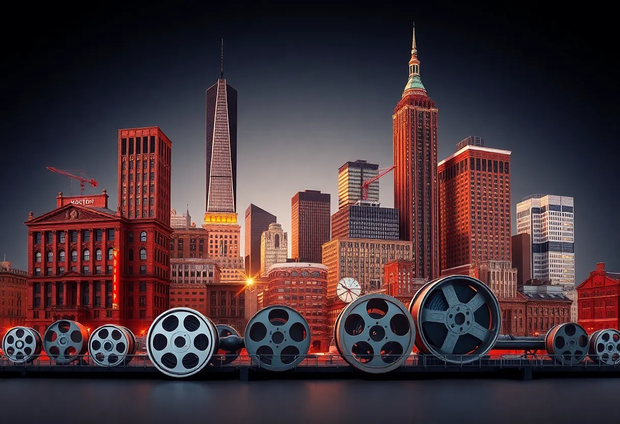Collage of Boston's iconic landmarks and cinematic elements