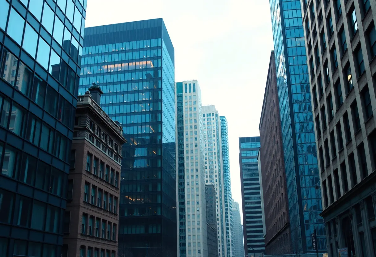 Boston skyline with office buildings reflecting economic changes