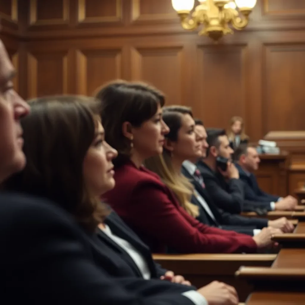Courtroom scene during a trial