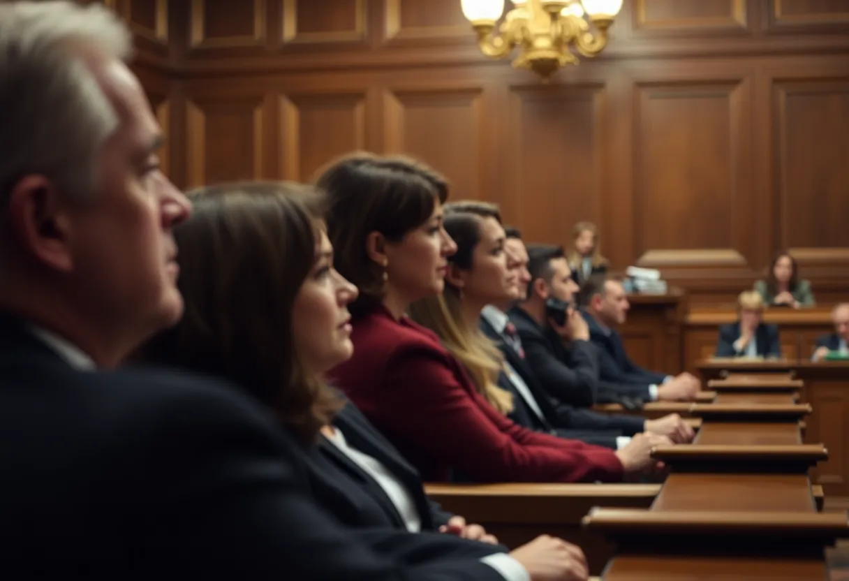 Courtroom scene during a trial